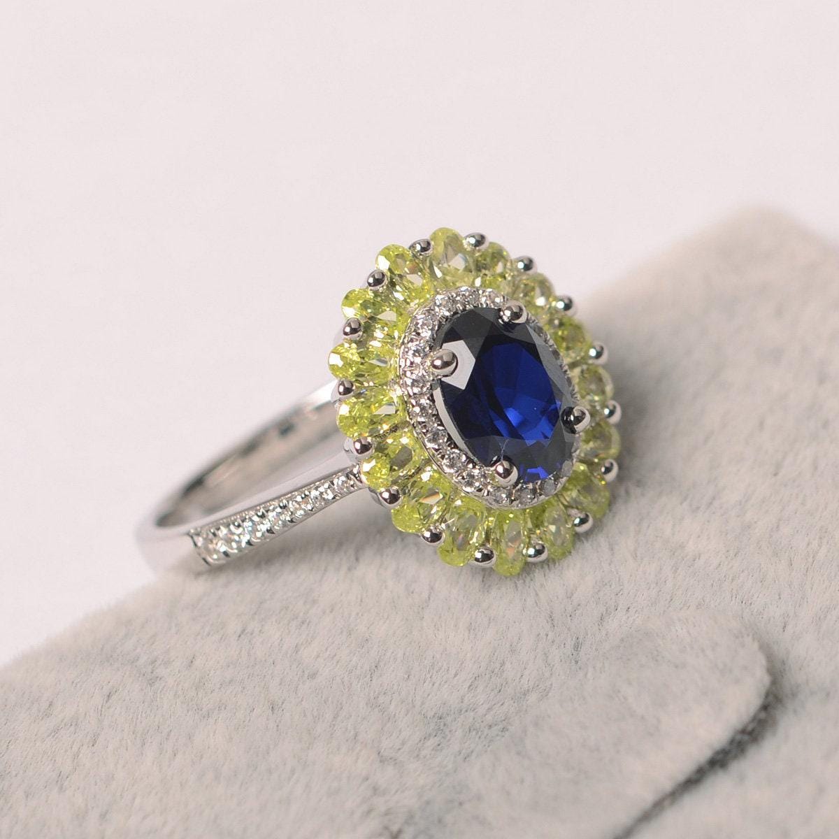 Saphir Ring Im Labor Gewachsener Silberschmuck von JackDesignJewelry