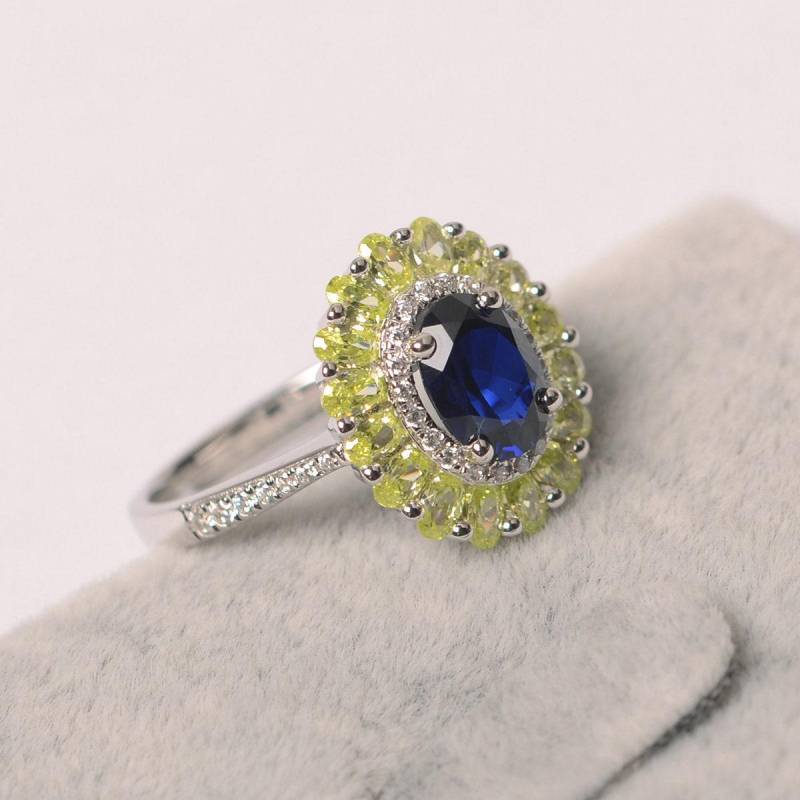 Saphir Ring Im Labor Gewachsener Silberschmuck von JackDesignJewelry