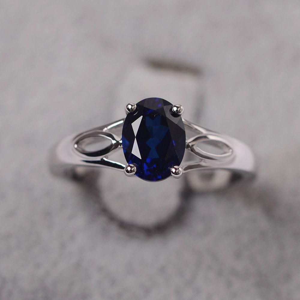 Sapphire Ring Sterling Silber Verlobungsring Ovalschliff September Geburtsstein Für Frauen von JackDesignJewelry
