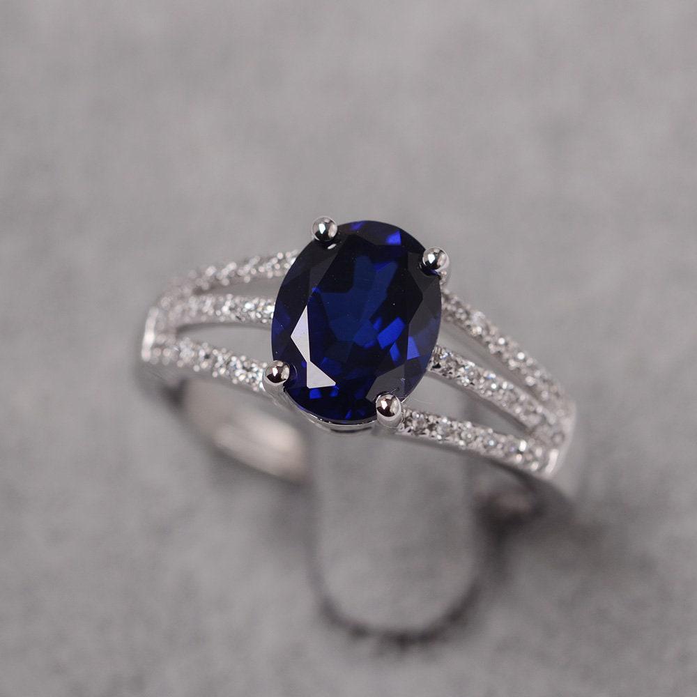 Sapphire Verlobungsring Silber Oval Schnitt September Geburtsstein Ring Für Frauen von JackDesignJewelry