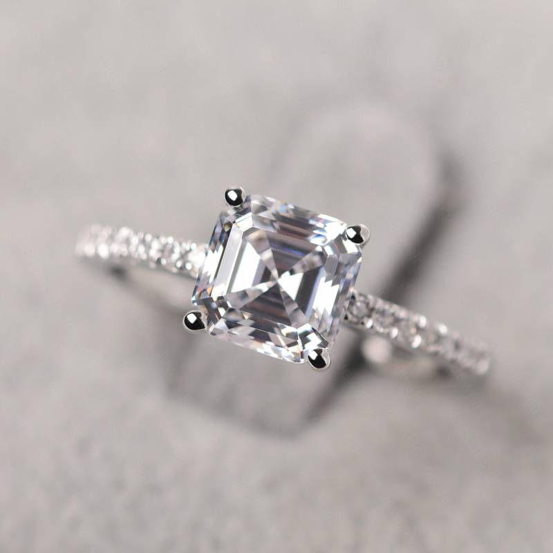 Simulierter Diamant Verlobungsring Sterling Silber Asscher Cut 3.00 Karat Cz Ehering von JackDesignJewelry