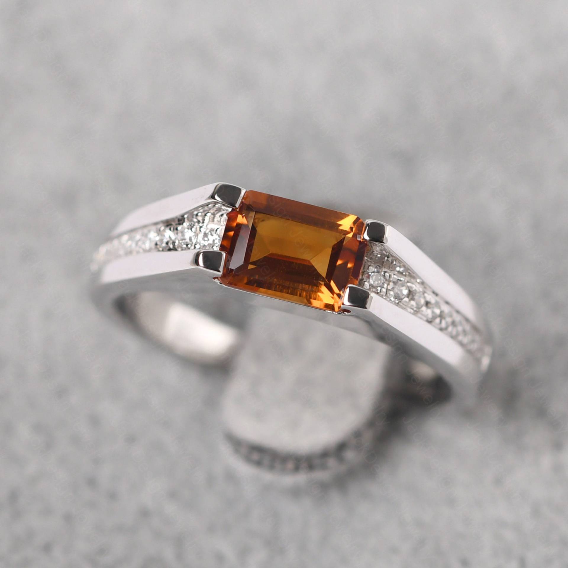 Smaragdschliff 5x7 Mm Citrin Weitband Jubiläumsring Sterling Silber November Birthstone Ring Smaragdschliff 5x7 Mm Citrin Weitband Jubiläumsring Sterling Silber November Birthstone Ring von JackDesignJewelry