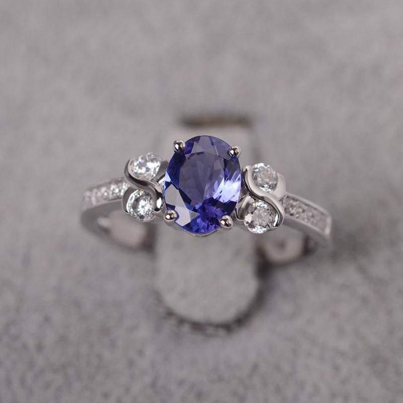Tansanit Ring Ovaler Edelstein Sterling Silber Unendlichkeit Verlobungsring Für Frauen von JackDesignJewelry