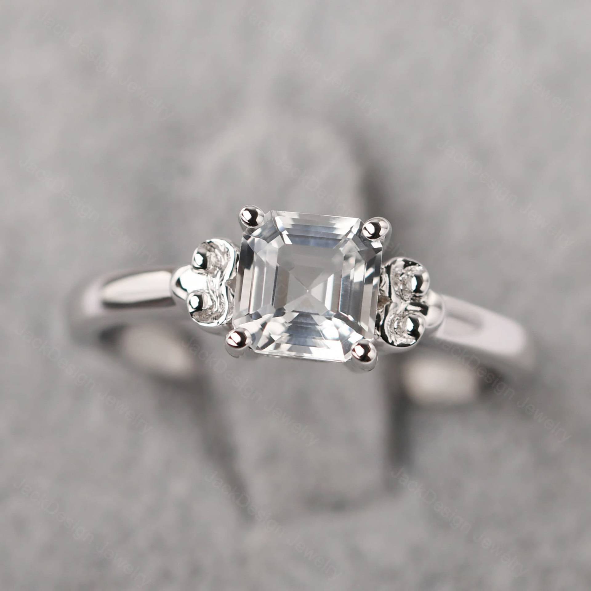 Weißer Topas Ehering Asscher Schnitt Simulierter Diamant Verlobungsring November Geburtsstein Weißer Topas Ehering Asscher Schnitt Simulierter Diamant Verlobungsring November Geburtsstein von JackDesignJewelry