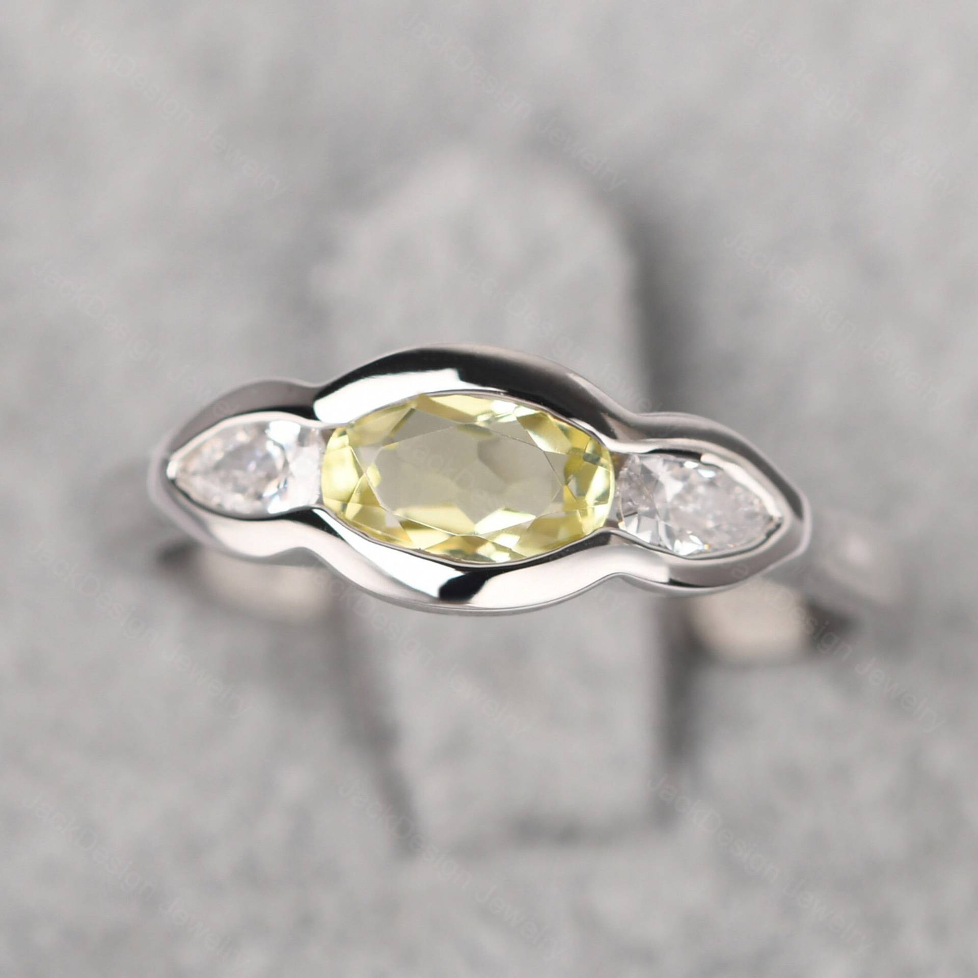 Lemon Quarz Statement Ring Massiv Silber Oval Cut Gelber Stein Drei-Stein-Ring Lemon Quarz Statement Ring Massiv Silber Oval Cut Gelber Stein Drei-Stein-Ring von JackDesignJewelry