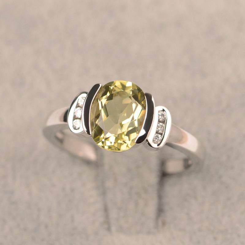 Zitronenquarzring Sterlingsilber-Verlobungsring Ovale Form Individueller Ring von JackDesignJewelry