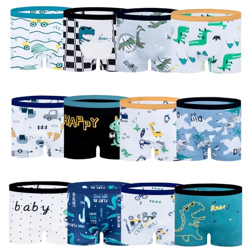 JackLoveBriefs Jungen Boxershorts aus Baumwolle Unterhosen 12er Pack, 5-7 Jahre, Hellblau, Größe L von JackLoveBriefs