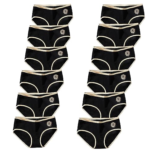 JackLoveBriefs Mädchen Unterwäsche Baumwolle Unterhosen Slip 12er Pack 8-12 Jahren (Mehrfarbig,Größe：M) von JackLoveBriefs