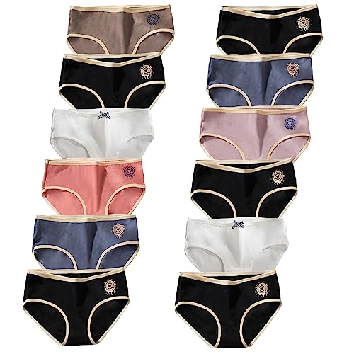 JackLoveBriefs Mädchen Unterwäsche Baumwolle Unterhosen Slip 12er Pack 10-14 Jahren (Mehrfarbig,Größe：L) von JackLoveBriefs