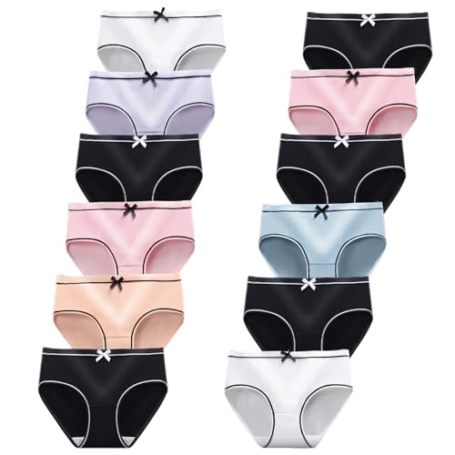 JackLoveBriefs Mädchen Unterwäsche Baumwolle Unterhosen Slip 12er Pack 8-12 Jahren (Mehrfarbig,Größe：M) von JackLoveBriefs