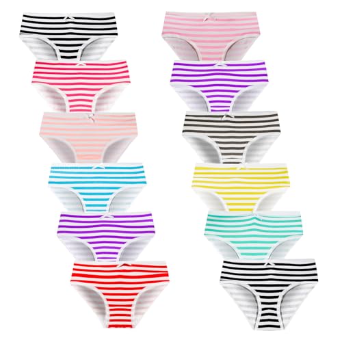 JackLoveBriefs Teenager Mädchen Unterwäsche Slip 12er Pack 8-11 Jahren(Mehrfarbig,Größe：L) von JackLoveBriefs