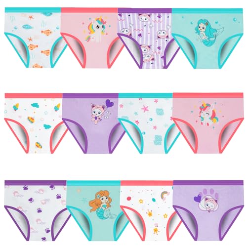 JackLoveBriefs Unterhosen Mädchen Baumwolle Unterwäsche Weiche Schlüpfer für Stretch Slips 12er Pack (5-7 Jahre) Mehrfarbig，Größe：L von JackLoveBriefs