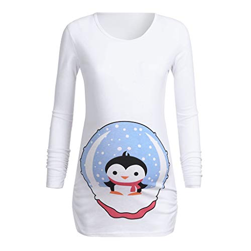 Damen Umstandsmode Pullover Winter Mutterschaft mit Langen Ärmeln Cartoon Pinguin Tops Schwangerschaft T-Shirt Kleidung,Oberteil Umstands Umstandstop Langarmshirt Umstandsshirt für Schwangere von JackRuler