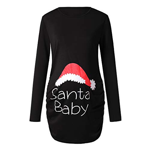 Damen Weihnachten Druck Langarm Schwanger T-Shirt Umstandsshirt Umstandstop Schwangerschaft, Maternity Umstandsmode T-Shirt Langarm Shirt Umstandsshirt Umstands Shirt Top Pullover von JackRuler