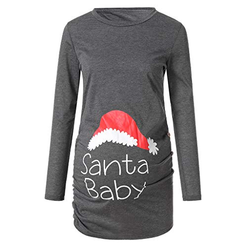 Damen Weihnachten Druck Langarm Schwanger T-Shirt Umstandsshirt Umstandstop Schwangerschaft, Maternity Umstandsmode T-Shirt Langarm Shirt Umstandsshirt Umstands Shirt Top Pullover von JackRuler