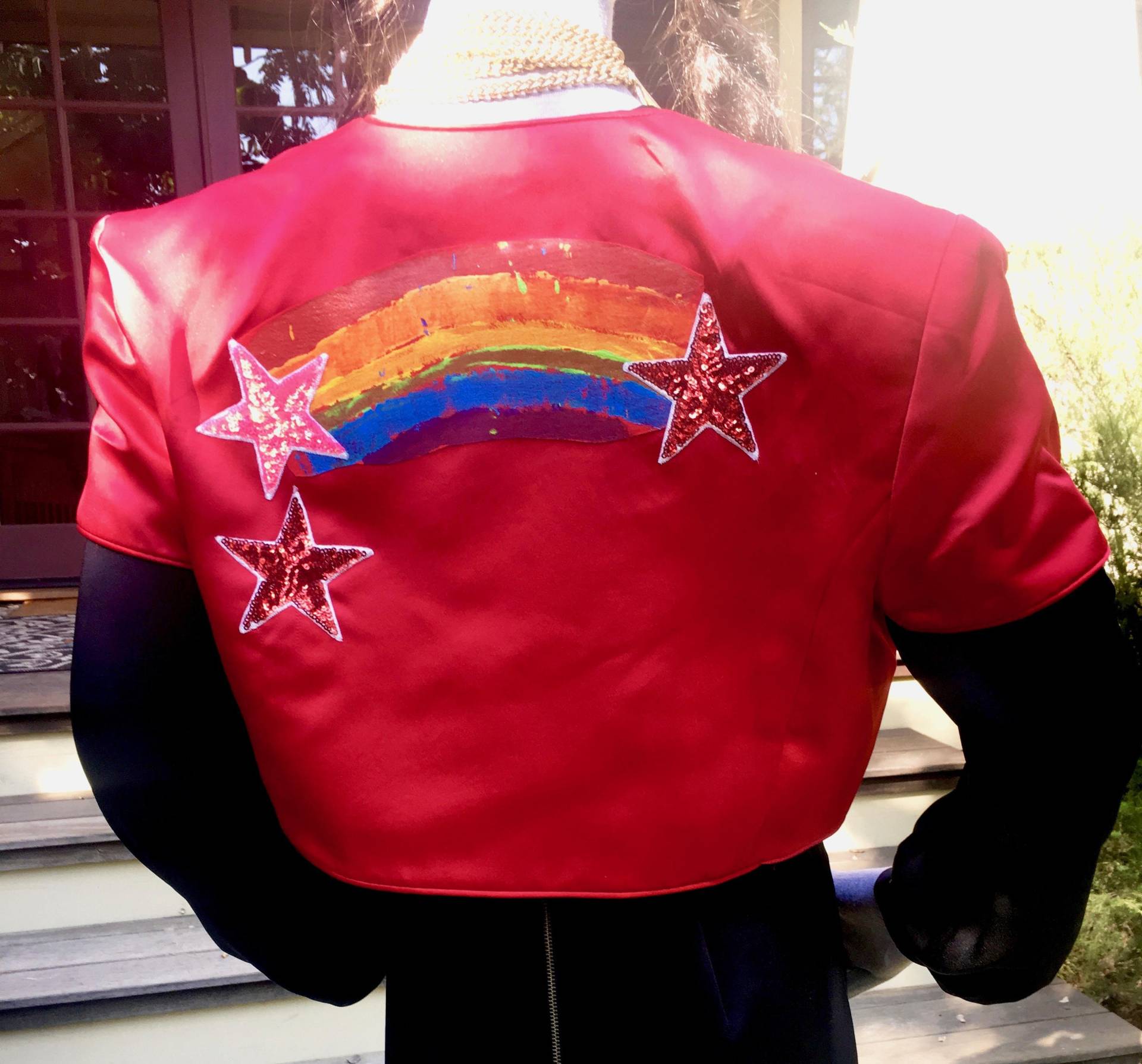 Rote Cropped Jacke Rot Bolero Mantel Regenbogen Shrug Unikat Fun Niedliche Rote Cropped Jacke Rot Bolero Mantel Regenbogen Shrug Unikat Fun Niedliche von JackedByJill