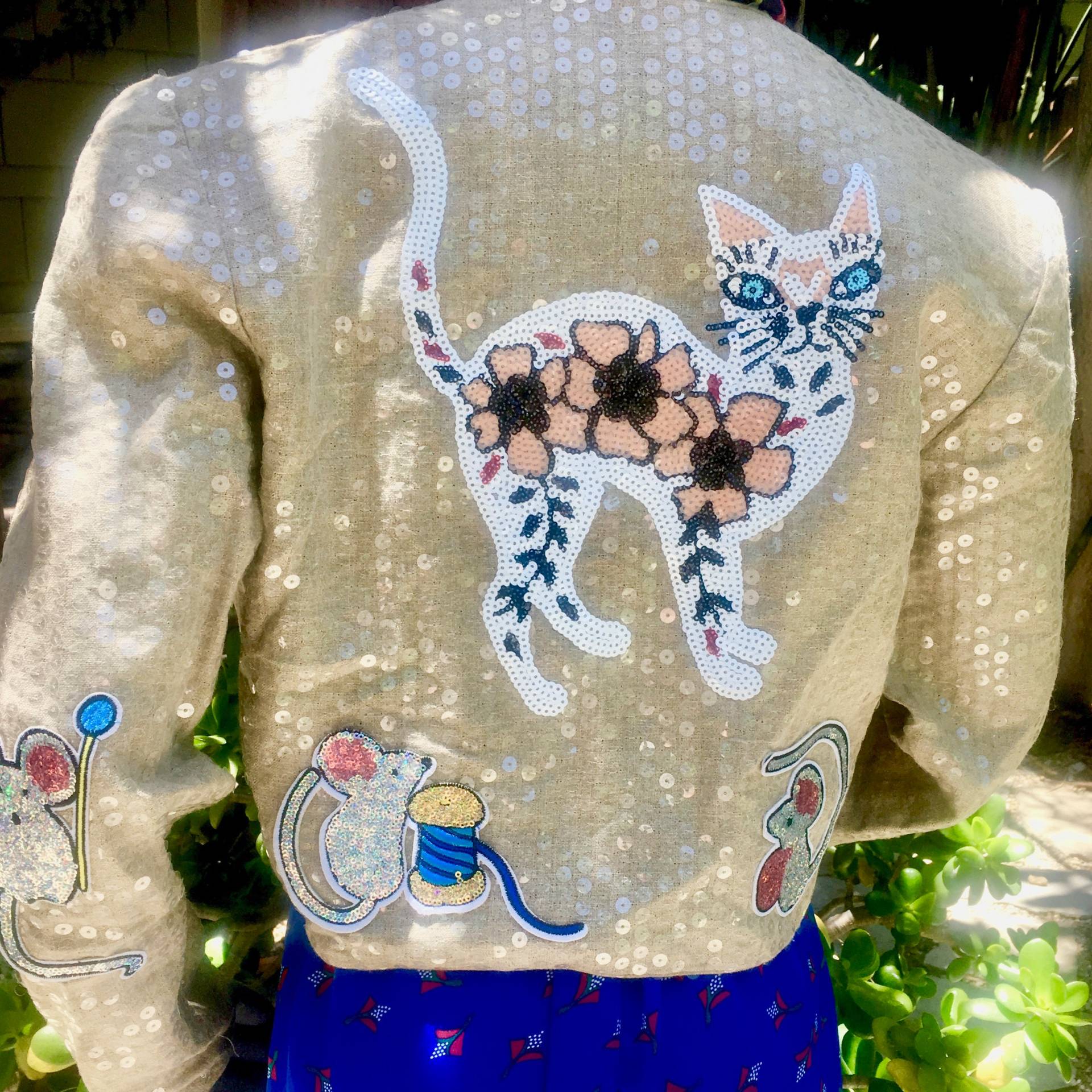 S/M Beige Pailletten Kitty Cat & Mäuse Partyjacke S/M Beige Pailletten Kitty Cat & Mäuse Partyjacke von JackedByJill