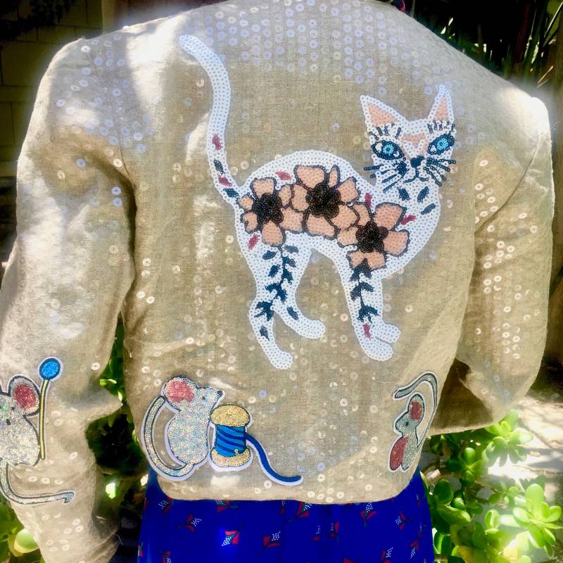 S/M Beige Pailletten Kitty Cat & Mäuse Partyjacke S/M Beige Pailletten Kitty Cat & Mäuse Partyjacke von JackedByJill