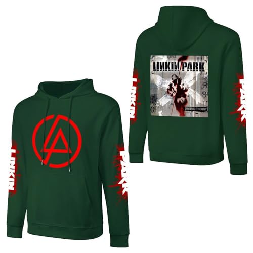 Hoodie L$in*k$in Herren Grafik Baumwolle Kapuzen-Sweatshirt Pa$rk Langarm Kapuzenpullover für Herren Logo gedruckt Fans Kleidung Pullover Top, Dunkelgrün, XXL von Jackgaberd