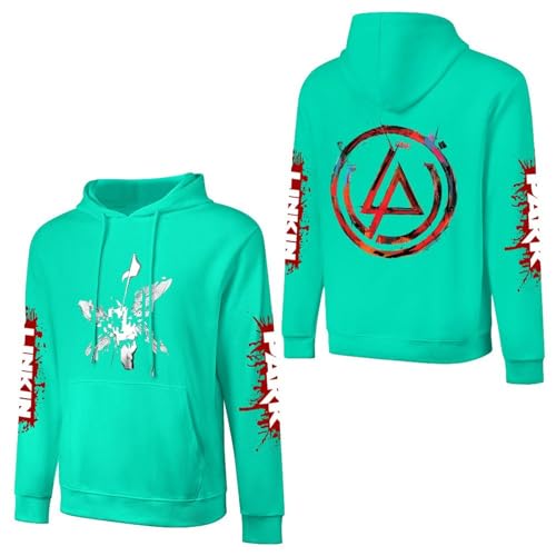 Hoodie L$in*k$in Herren Grafik Baumwolle Kapuzen-Sweatshirt Pa$rk Langarm Kapuzenpullover für Herren Logo gedruckt Fans Kleidung Pullover Top, Mintgrün, S von Jackgaberd