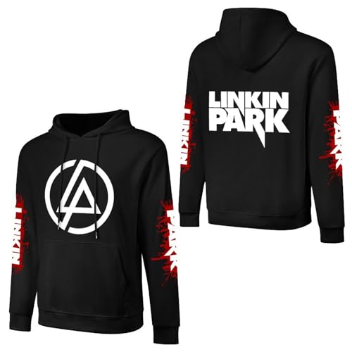 Hoodie L$in*k$in Herren Grafik Baumwolle Kapuzen-Sweatshirt Pa$rk Langarm Kapuzenpullover für Herren Logo gedruckt Fans Kleidung Pullover Top, Schwarz, XL von Jackgaberd