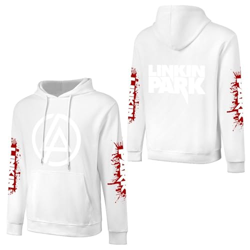 Hoodie L$in*k$in Herren Grafik Baumwolle Kapuzen-Sweatshirt Pa$rk Langarm Kapuzenpullover für Herren Logo gedruckt Fans Kleidung Pullover Top, Weiß, 5XL von Jackgaberd