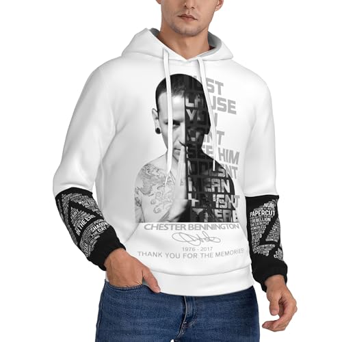 Schwarzer Kapuzenpullover L$in*k$in Herren Graphic Hooded Sweatshirt Pa$rk Langarm Hoody für Herren Logo gedruckt Fans Kleidung Pullover Top, Schwarz , L von Jackgaberd