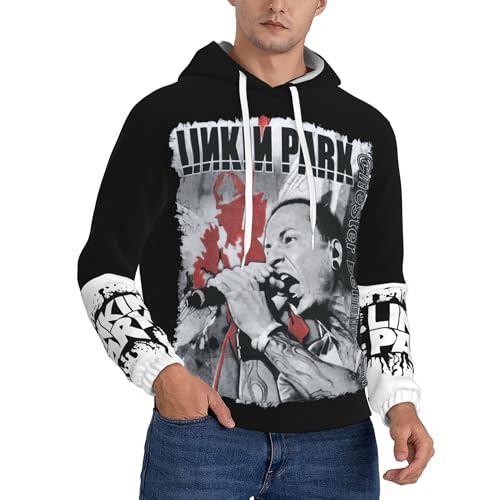 Schwarzer Kapuzenpullover L$in*k$in Herren Graphic Hooded Sweatshirt Pa$rk Langarm Hoody für Herren Logo gedruckt Fans Kleidung Pullover Top, Schwarz , L von Jackgaberd