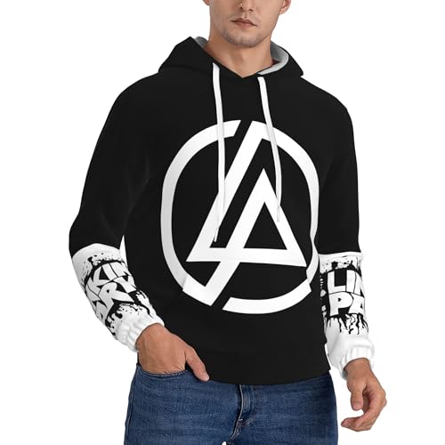 Schwarzer Kapuzenpullover L$in*k$in Herren Graphic Hooded Sweatshirt Pa$rk Langarm Hoody für Herren Logo gedruckt Fans Kleidung Pullover Top, Schwarz , XXL von Jackgaberd