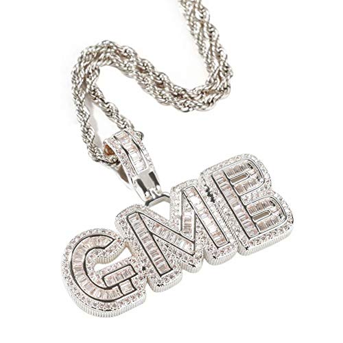 Benutzerdefinierte Bubble Letter Halskette Iced Out Alphabet A-Z / 0-9 Anfangsbuchstabe Anhänger Name Halskette Personalisierte Hip Hop Halskette mit Tennis Kette / Seil Kette für Frauen Männer von Jacklin F