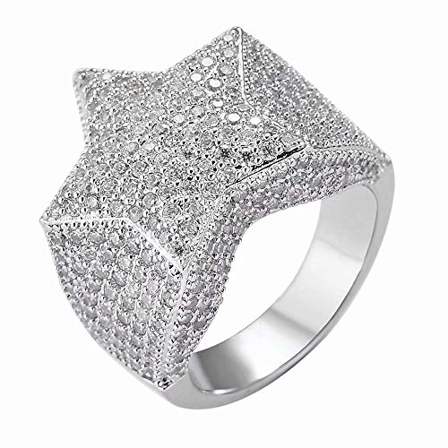 Herren Hip Hop 14K vergoldet Iced Out Cluster Diamant CZ Bling Star Punk Ring von Jacklin- F