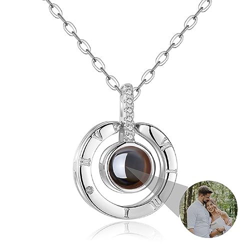 Ich Liebe Dich Halskette 100 Sprachen Projektion Halskette, 925 Sterling Silber Custom Foto Halskette herzförmige Schneeflocke Anhänger, Weihnachten Geburtstag personalisierte Geschenk für Frauen von Jacklin F