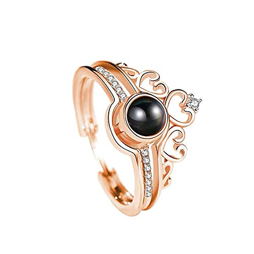 Ich Liebe Dich Ring, 100 Sprachen Projektion Ring Benutzerdefinierten Namen Ring Foto Ring, Sterling Silber Krone Herz Versprechen Ring für Mutter Paar-personalisiert mit beliebigen Namen oder Foto von Jacklin F