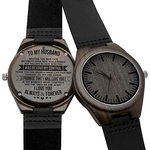 Personalisierte gravierte hölzerne Uhr für Männer & Frauen, natürliche hölzerne Groomsmen Watch für Mann Sohn Vater Frau Tochter maßgeschneiderte hölzerne Uhr Geburtstag Geburtstagsgeschenk von Jacklin F