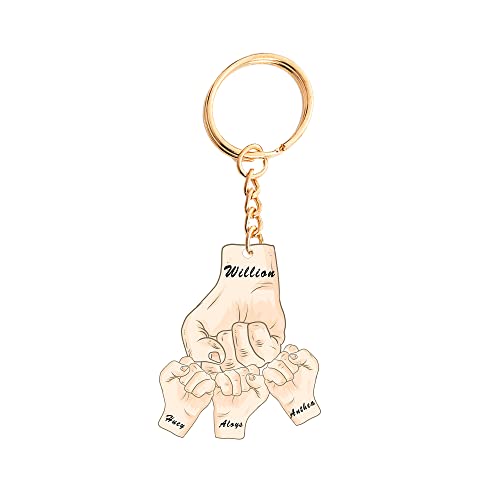 Personalisierter Fäuste Name Schlüsselanhänger Personalisierter Vatertagsname Hand Schlüsselanhänger für Männer Frauen Gravierter Familien Schlüsselanhänger mit 1-6 Namen von Jacklin F