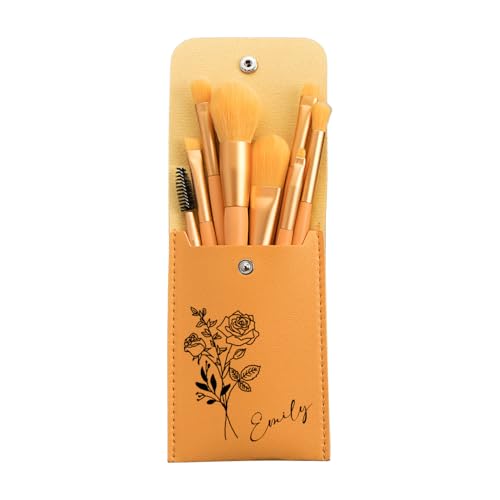 Personalisiertes Make-up-Pinsel-Set mit Geburtsblumen, individuelles Reise-Kosmetik-Make-up-Pinsel-Set mit 8 Make-up-Pinseln, personalisierte Make-up-Tasche mit Namen für Frauen, Mutter, Freundin von Jacklin F