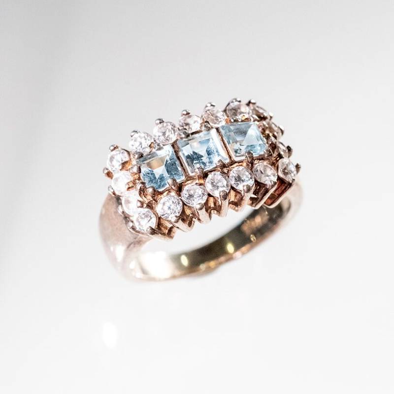 Vintage Estate Statement Cocktail Multistone Klare Und Blaue Steine Sterling Silber Ring Us Größe 7 Schmuck Geburtstag Geschenk Für Sie von JacksGemsByMenashe
