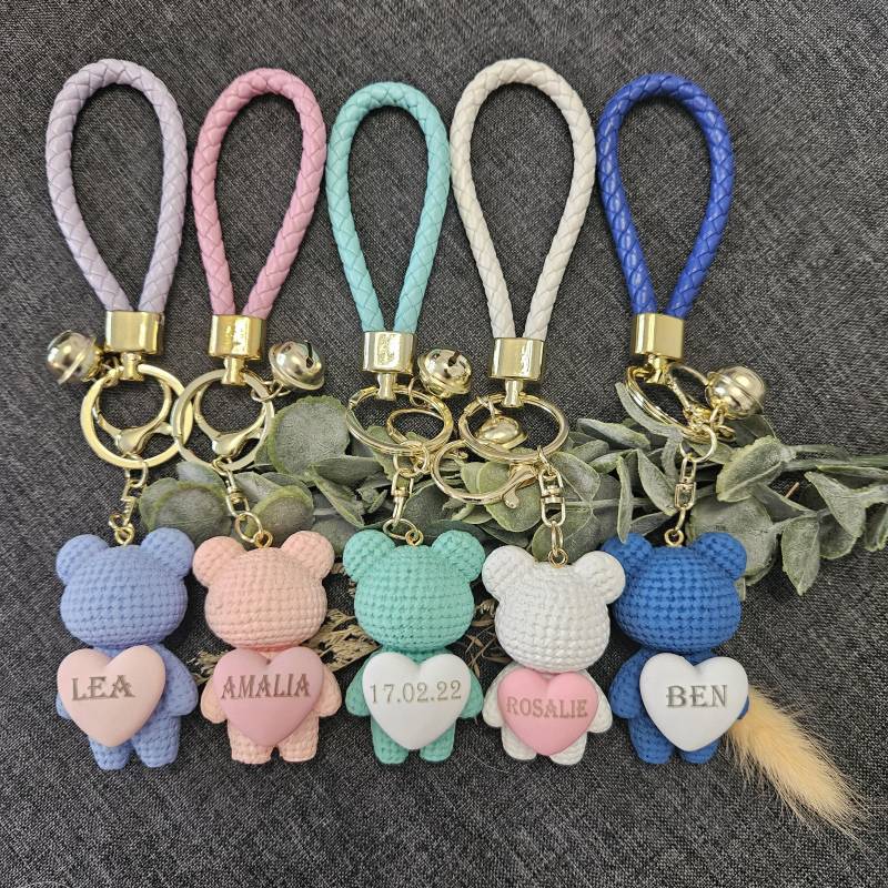 Personalisierter Teddy Schlüsselanhänger Mit Name Laser Graviert Kinderschlüsselanhänger von JacksOBebyBergi