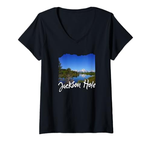 Damen Wyoming Jackson Hole T-Shirt mit V-Ausschnitt Damen Wyoming Jackson Hole T-Shirt mit V-Ausschnitt von Jackson Hole Wyoming Souvenir Store