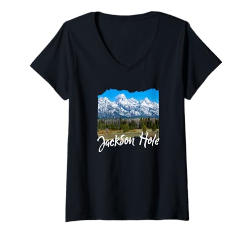 Damen Wyoming Jackson Hole T-Shirt mit V-Ausschnitt Damen Wyoming Jackson Hole T-Shirt mit V-Ausschnitt von Jackson Hole Wyoming Souvenir Store