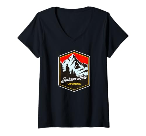 Damen Wyoming Jackson Hole T-Shirt mit V-Ausschnitt Damen Wyoming Jackson Hole T-Shirt mit V-Ausschnitt von Jackson Hole Wyoming Souvenir Store