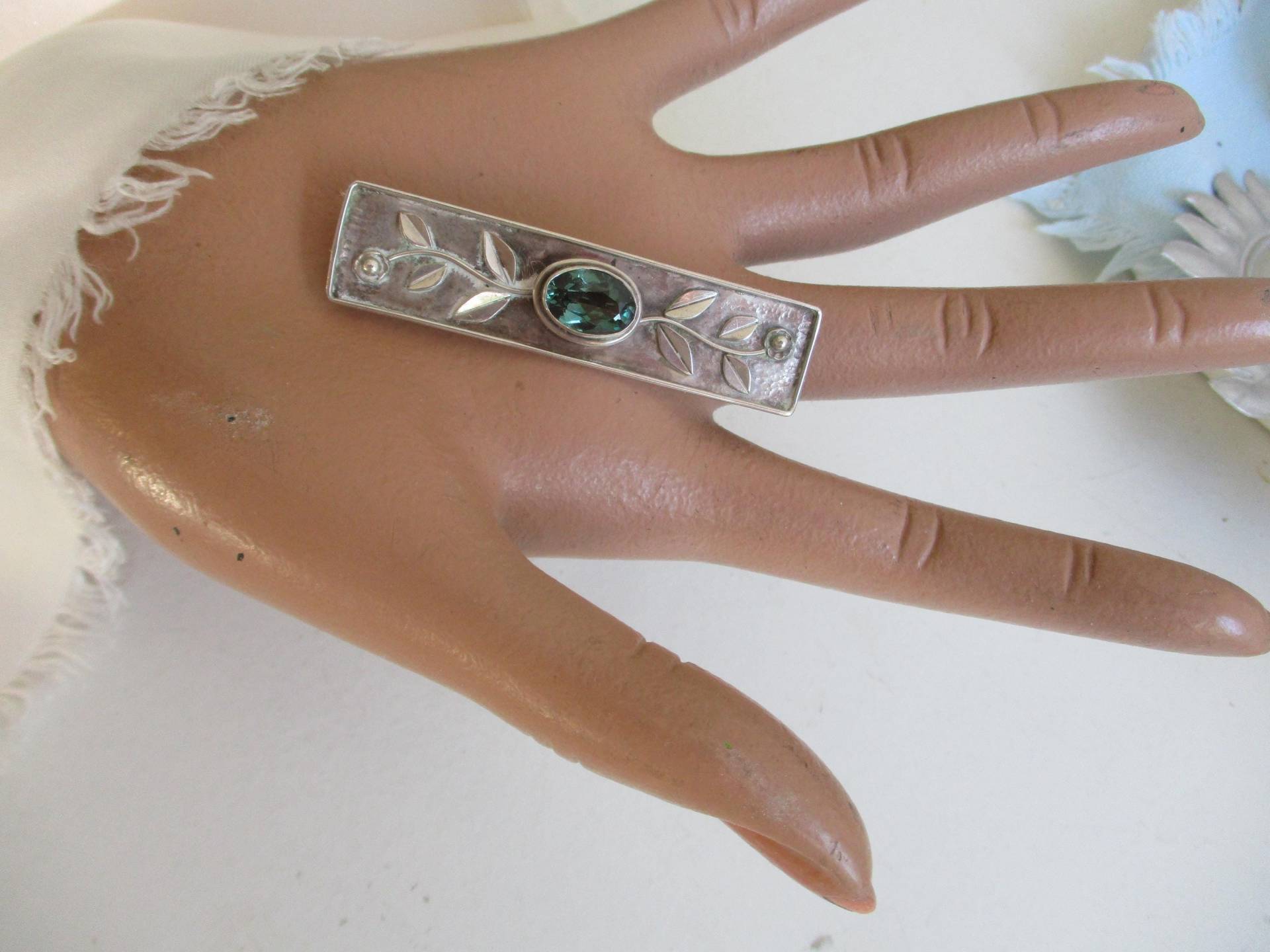 Brosche , Jugendstil Silber 900, Aquamarin von JackyChatty