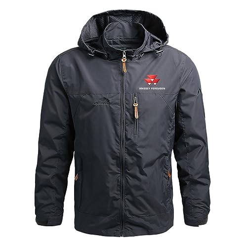 JacoJe Herren-Kapuzenjacke Für MASSEY-Druckjacken Outdoor-Stehkragenmantel Mehrere Taschen, Sweatshirts Windjacke Geschenk-Dark Blue 1||L von JacoJe