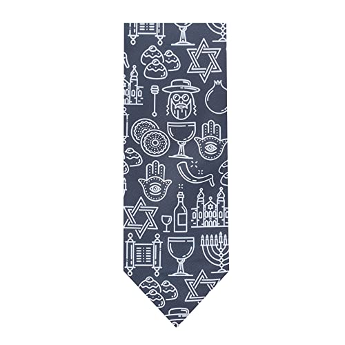 Jacob Alexander Men's Happy Hanukkah Jewish Symbols Rabbi Hamsa Star of David Menorah Pattern 8.25 cm Width Regular Size Necktie - Gray von Jacob Alexander