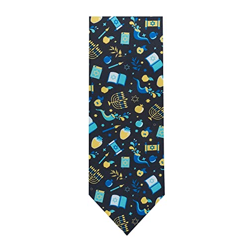 Jacob Alexander Men's Happy Hanukkah Torah Book Menorah Shofar Pattern 8.25 cm Width Regular Size Necktie - Black von Jacob Alexander