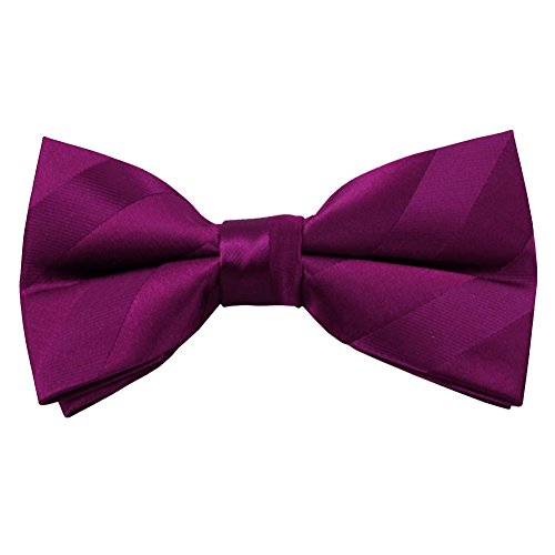 Jacob Alexander Men's Tonal Stripe Pre-Tied Clip-On Bow Tie for Formal Events Wedding Business - Plum von Jacob Alexander