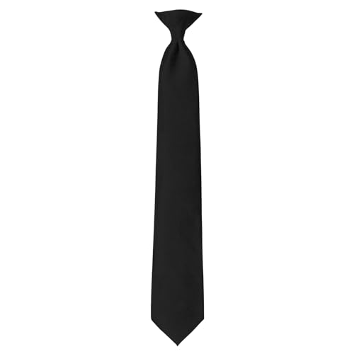 Jacob Alexander Solid Color Pure Men's Uniform Clip-On Neck Tie with Buttonholes for Fromal Events Wedding Business - Regular 20 inch - Black von Jacob Alexander