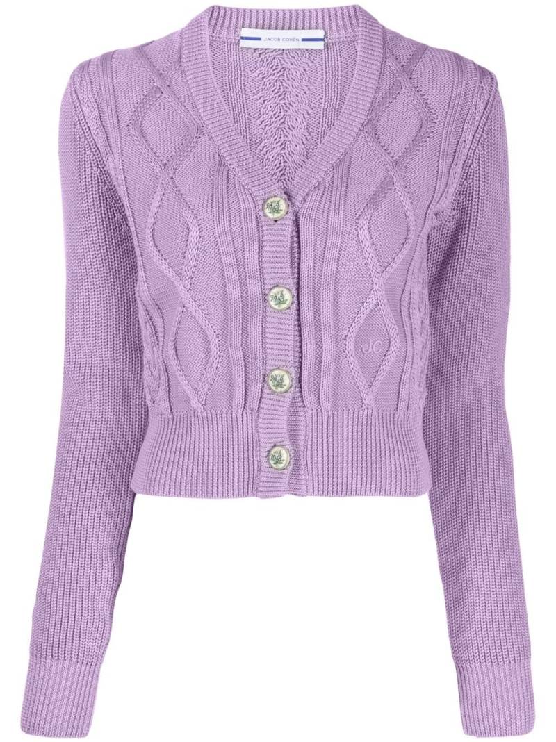 Jacob Cohën Cardigan mit Zopfmuster - Violett von Jacob Cohën