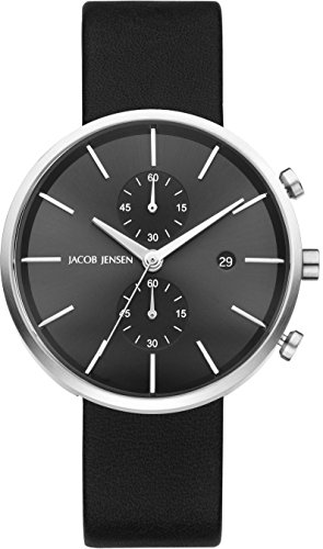 Jacob Jensen Herren Chronograph Quarz Uhr mit Leder Armband 620 von Jacob Jensen