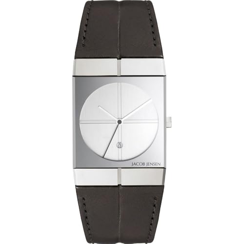 Jacob Jensen Icon Series Herren-Quarzuhr mit weißem Zifferblatt, Analog-Anzeige und grauem Lederband 232 von Jacob Jensen